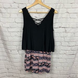Rue 21 Elephant Romper, black, pink, navy • size small